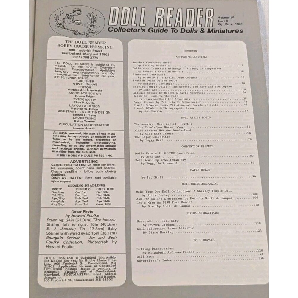 1981 Doll Reader Magazine Collectors Guide Miniatures 80s Clowns Lot Of 4 Vtg - Picture 14 of 16